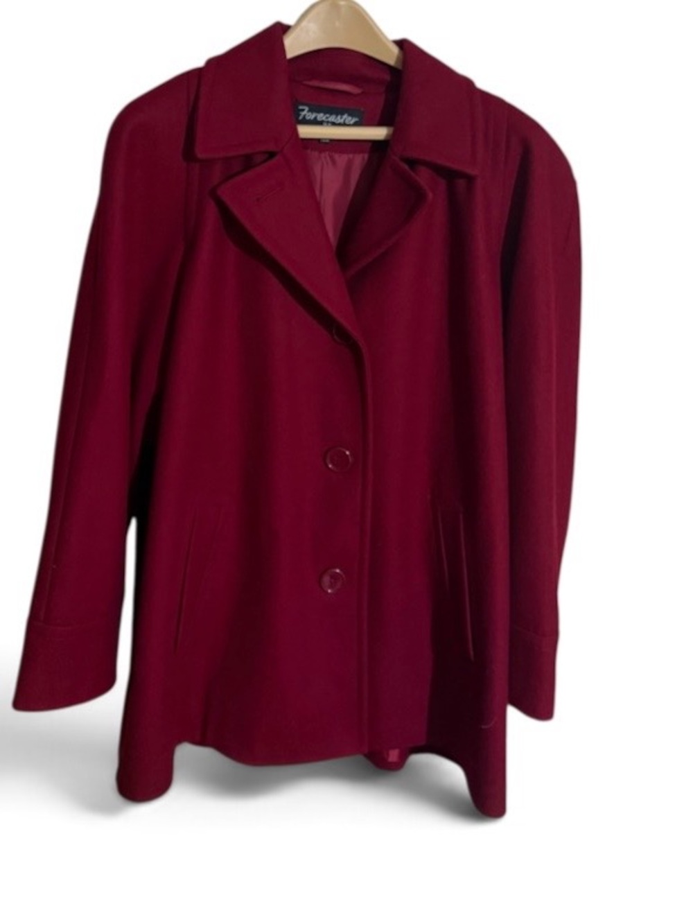Vintage~1980s~Forecaster of Boston ~ Women’s ~ Long Overcoat ~ 16W ~ Burgundy~1X